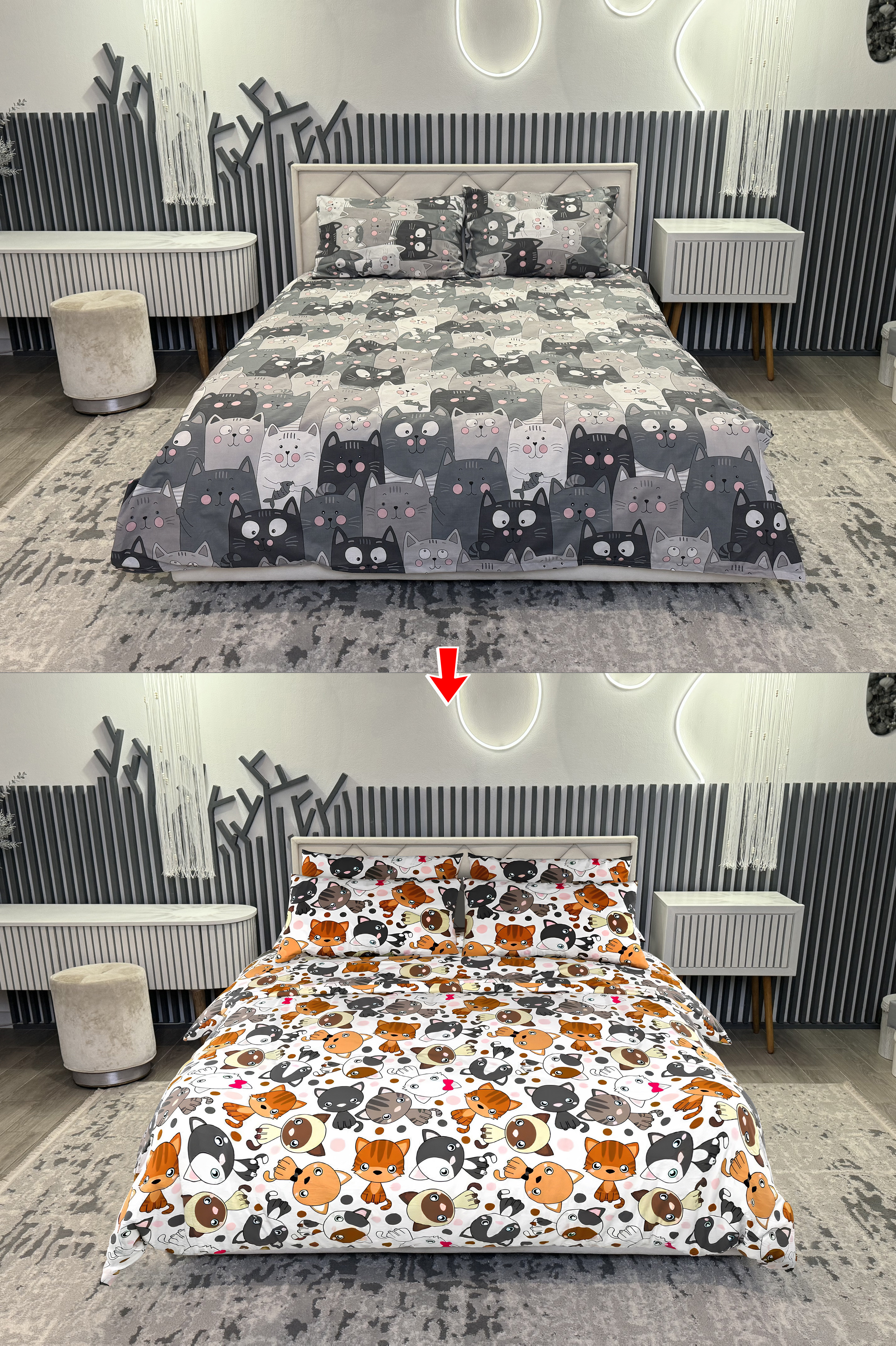 Фото Заміна однієї постільної білизни на іншу