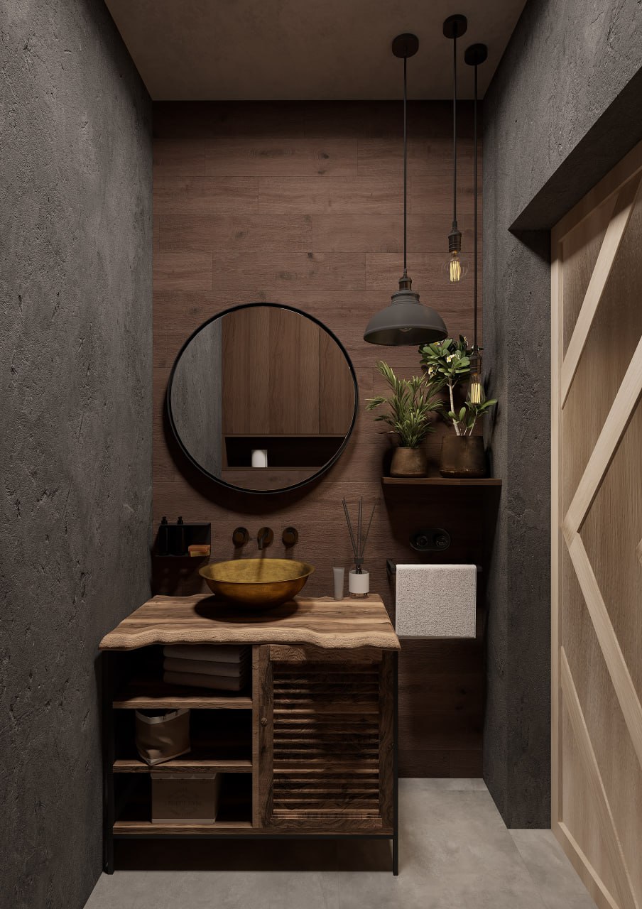 Фото 3D візуалізація санвузлу в стилі LOFT