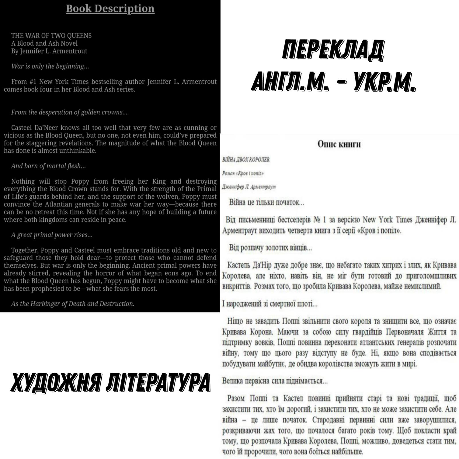 Фото Переклад опису художньої книги