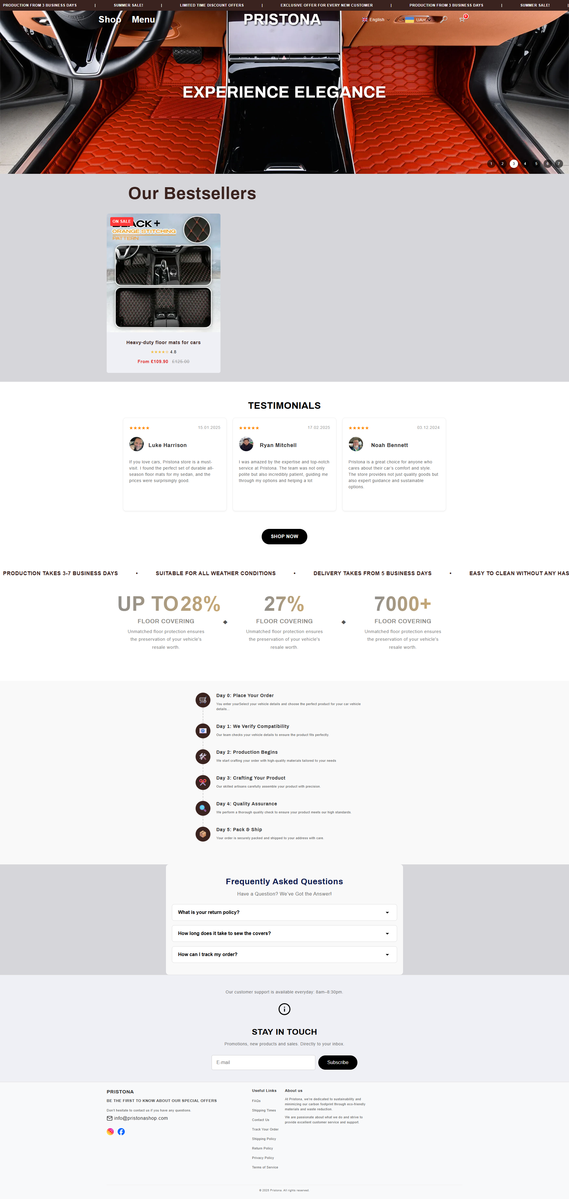 Фото Інтернет магазин PRISTONA на платформі Shopify
