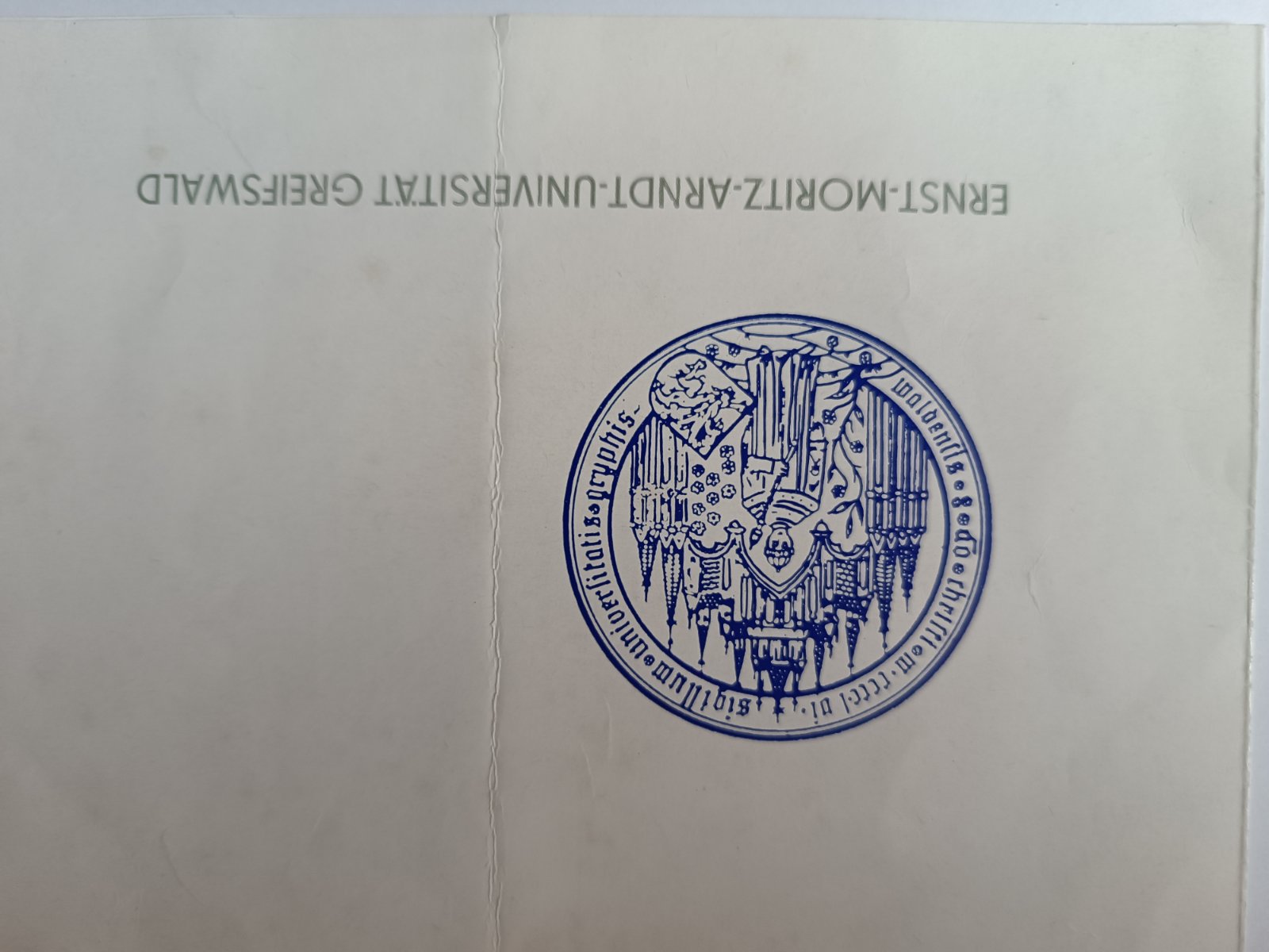 Фото Мій диплом про літній курс навчання (секція германістика) в університеті м. Грайфсвальд, Німеччина. Титульна сторінка.