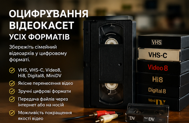 Фото ОЦИФРУВАННЯ ВІДЕОКАСЕТ УСІХ ФОРМАТІВ 1