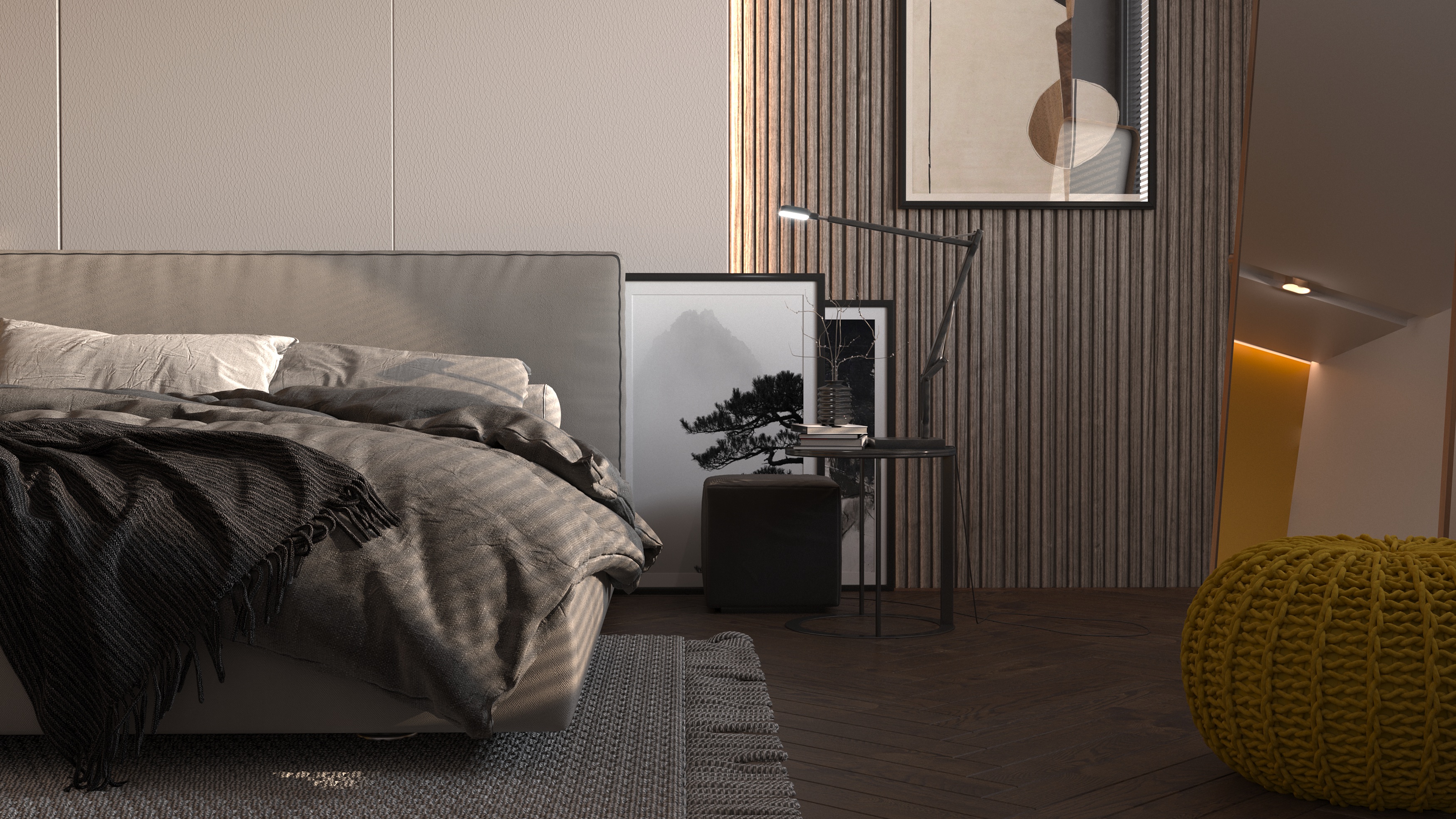 Фото Спальня для молодой пары. Визуализация выполнена в 3ds max