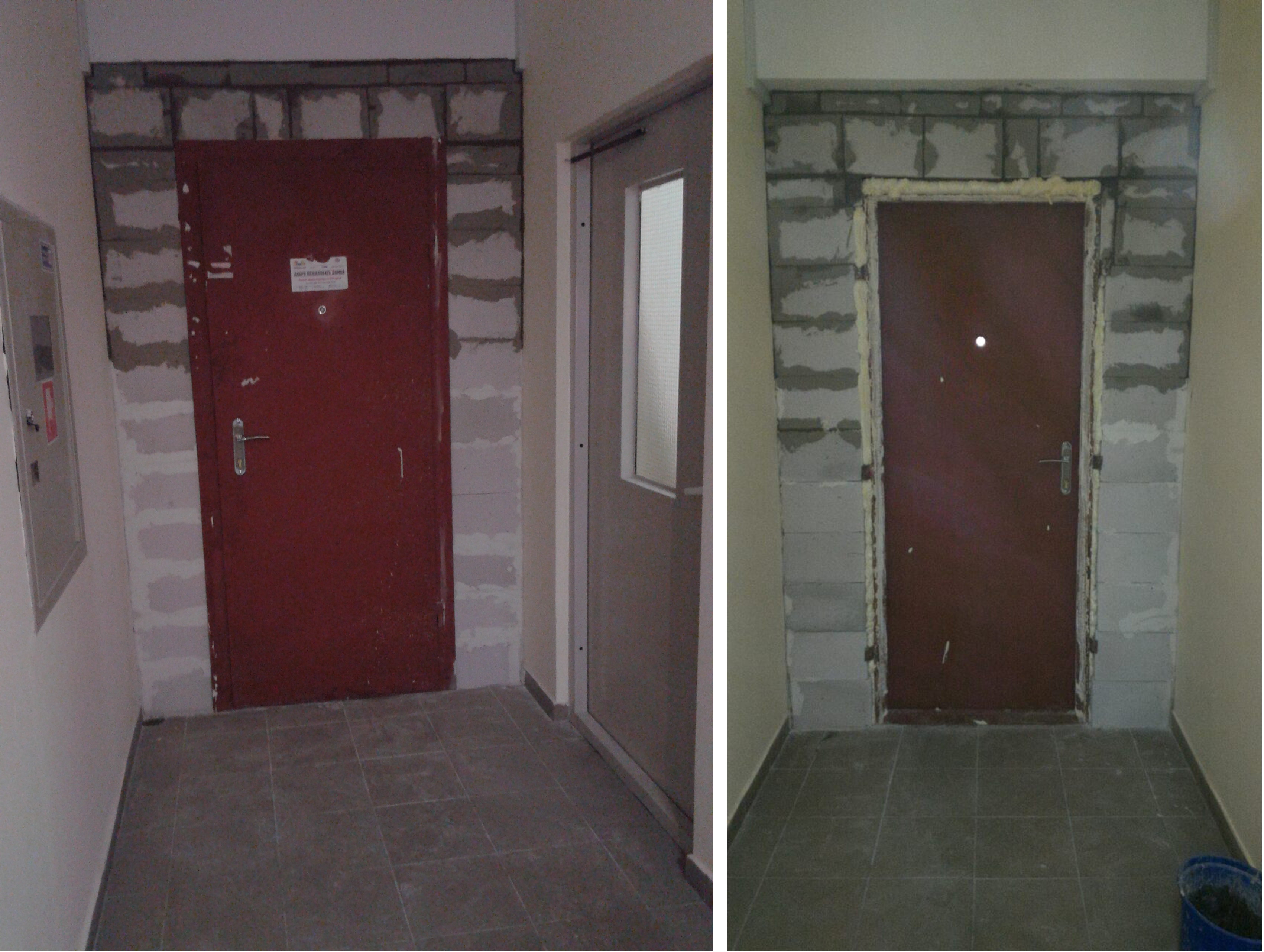 Фото Установка тамбурных дверей в подъезде жилого дома.