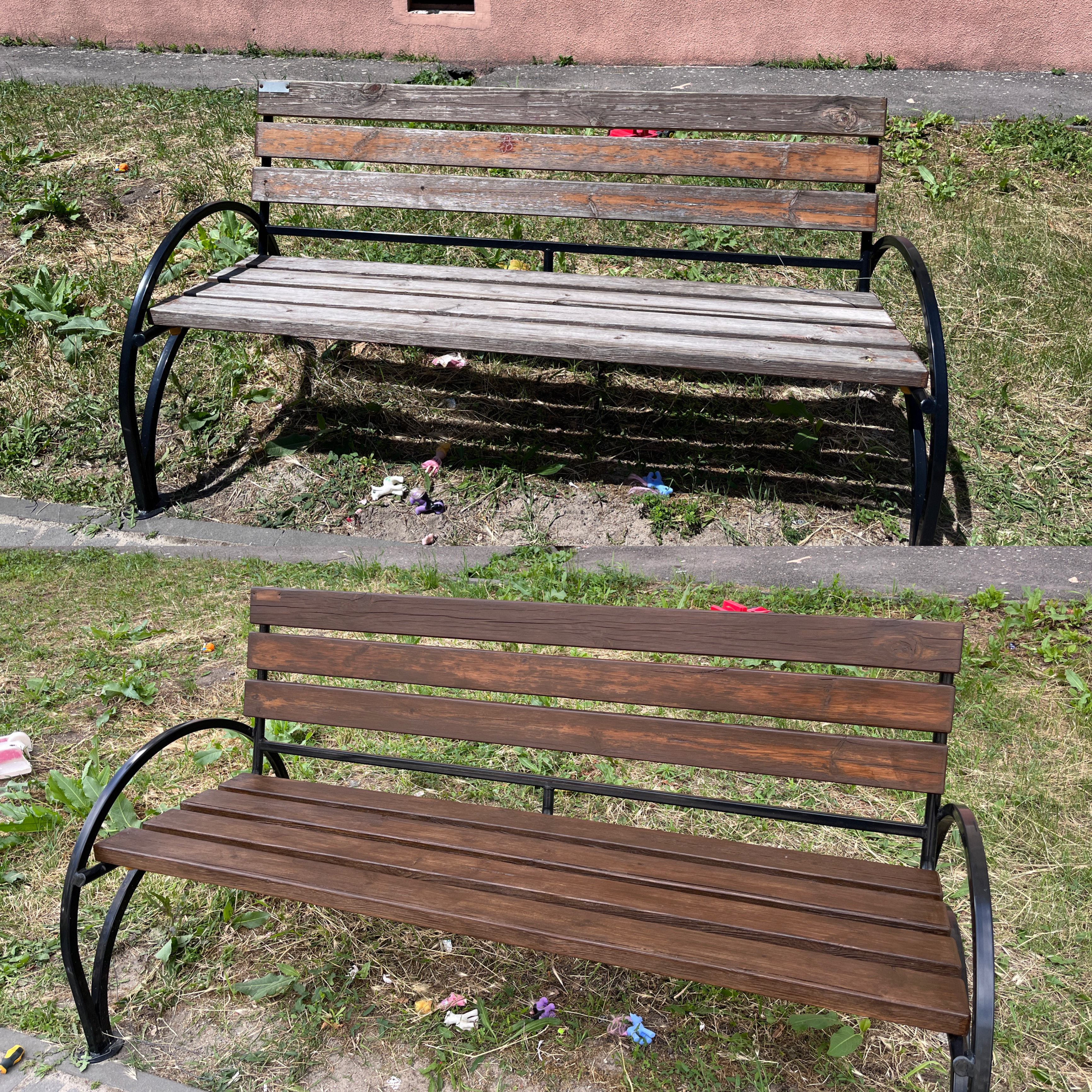 Фото Шліфування та фарбування лавочки