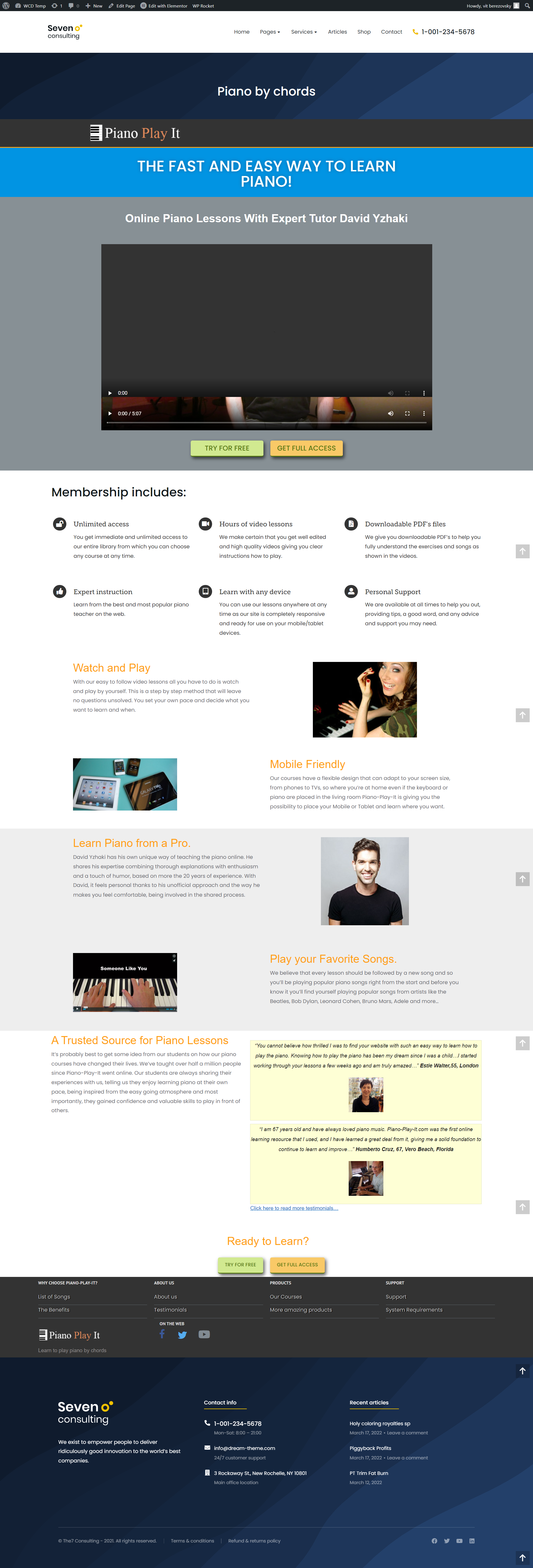 Фото Створення сайту Piano-by-chords на CMS WordPress