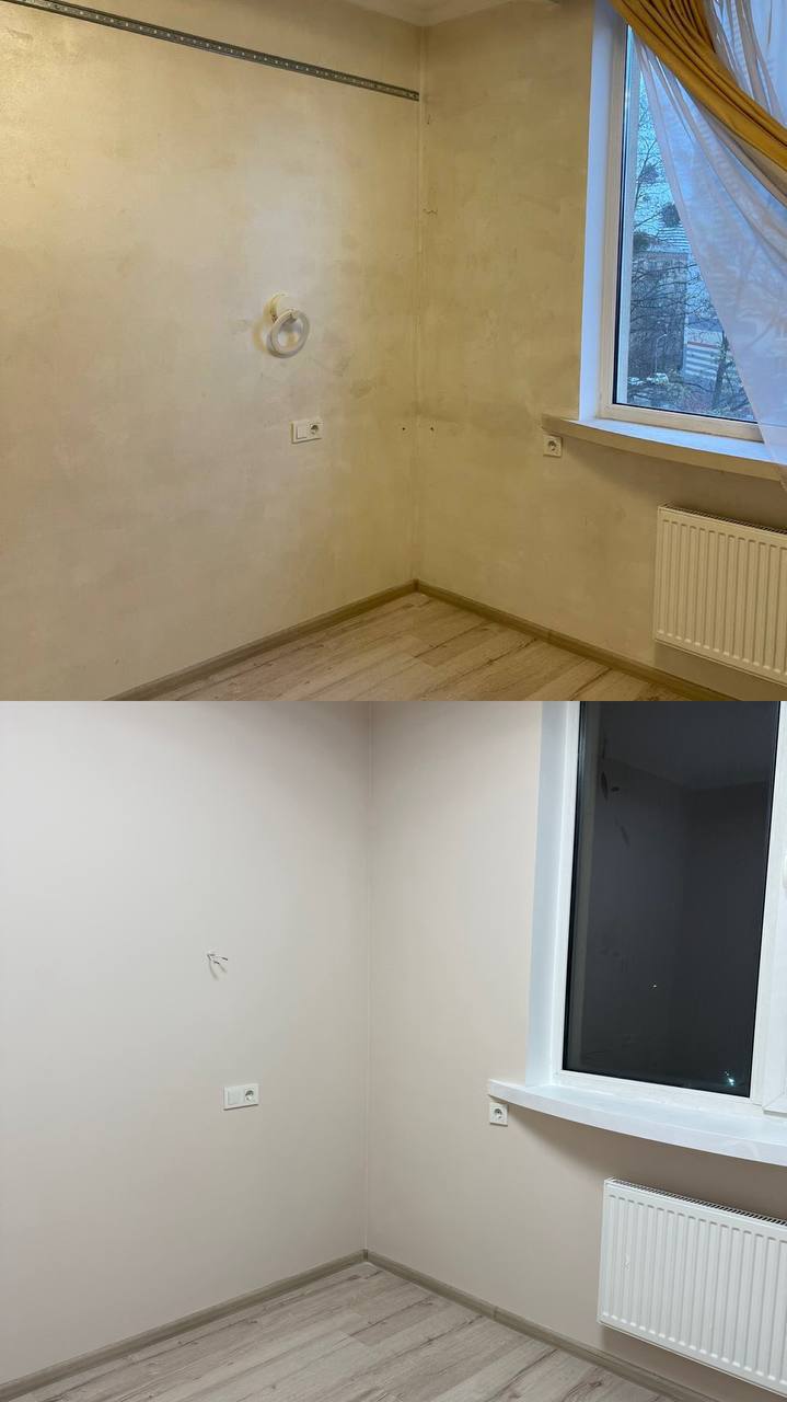 Фото покраска до и после, с подготовкой стен