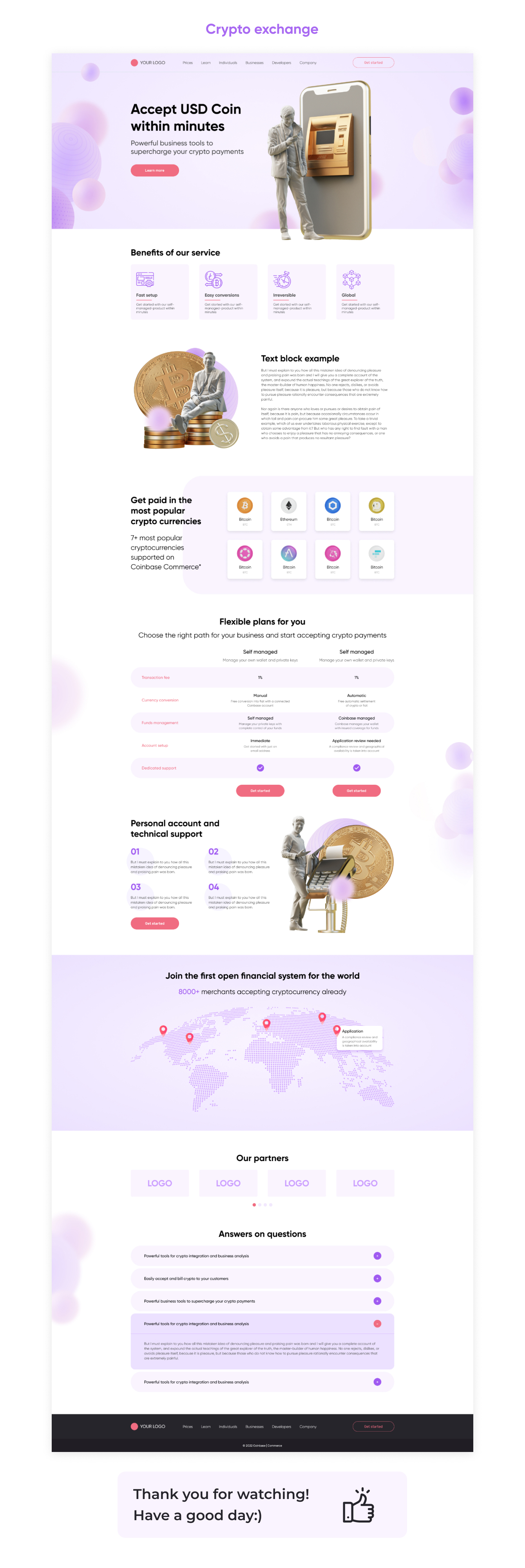 Фото Landing page for Crypto exchange