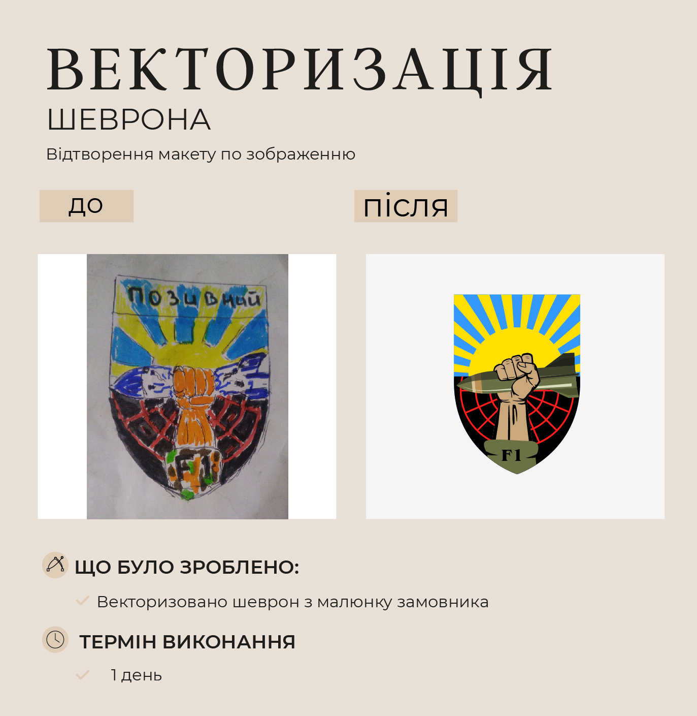 Фото Векторизовано шеврон з малюнку замовника