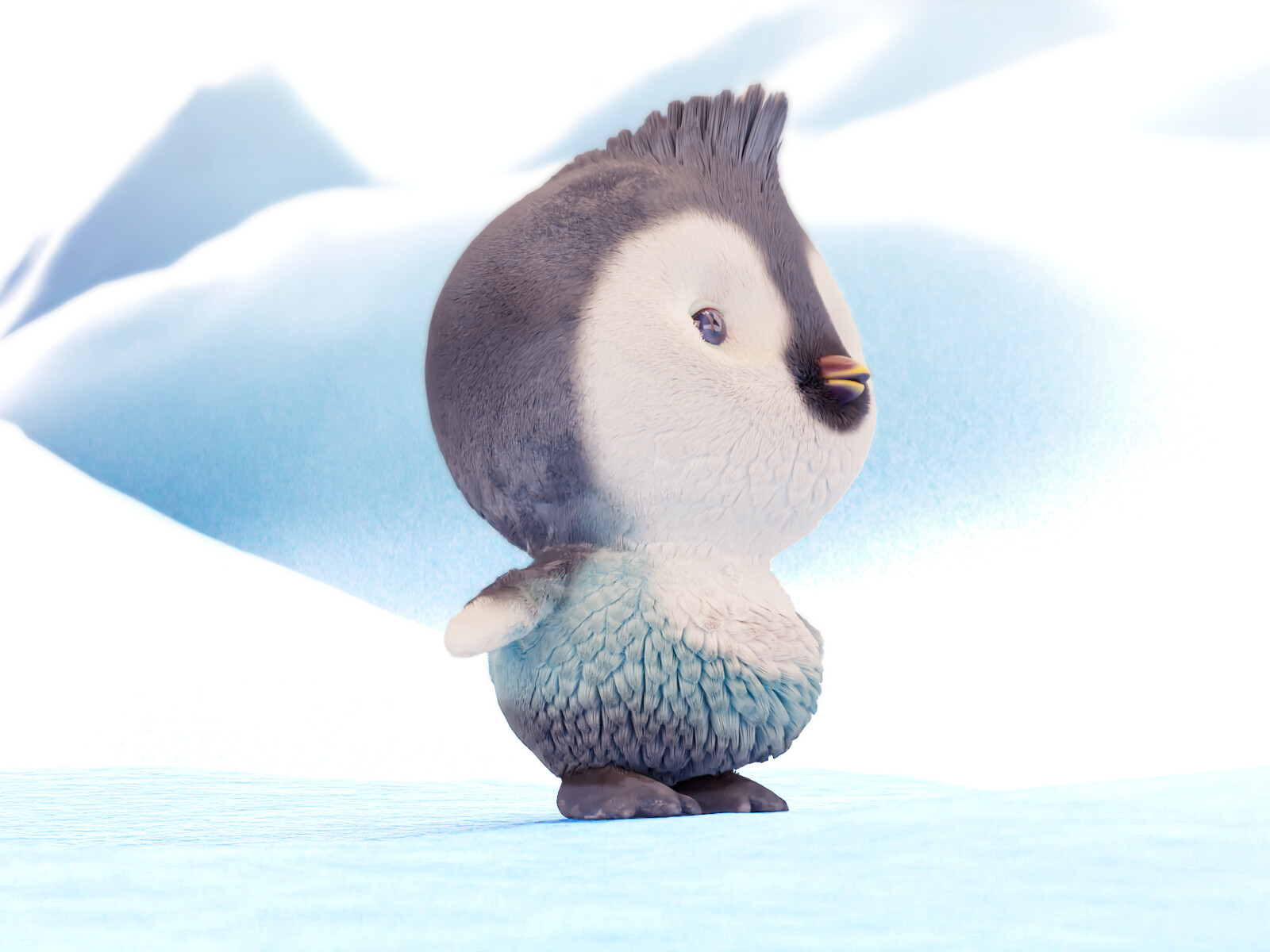Фото Модель 3д мультяшного пингвина. Создана в Blender