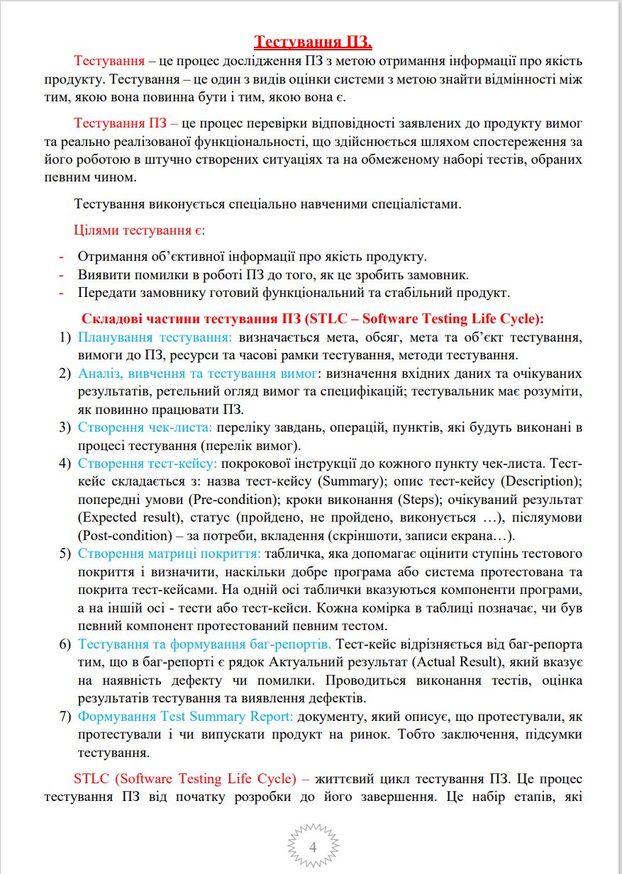 Фото Створення конспекту на тему "Тестування програмного забезпечення"