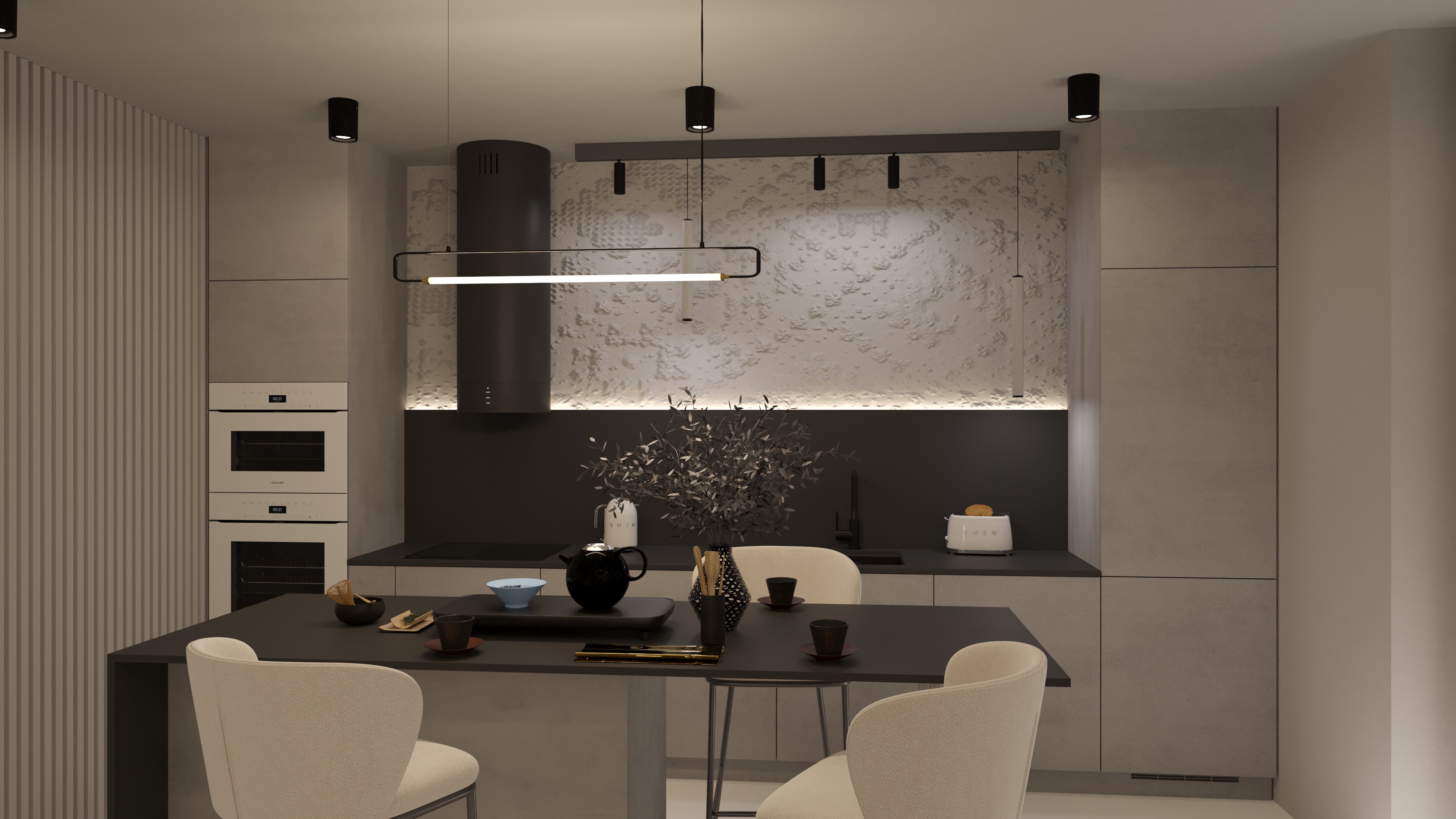 Фото Візуалізація кухні з островом у стилі мінімалізм