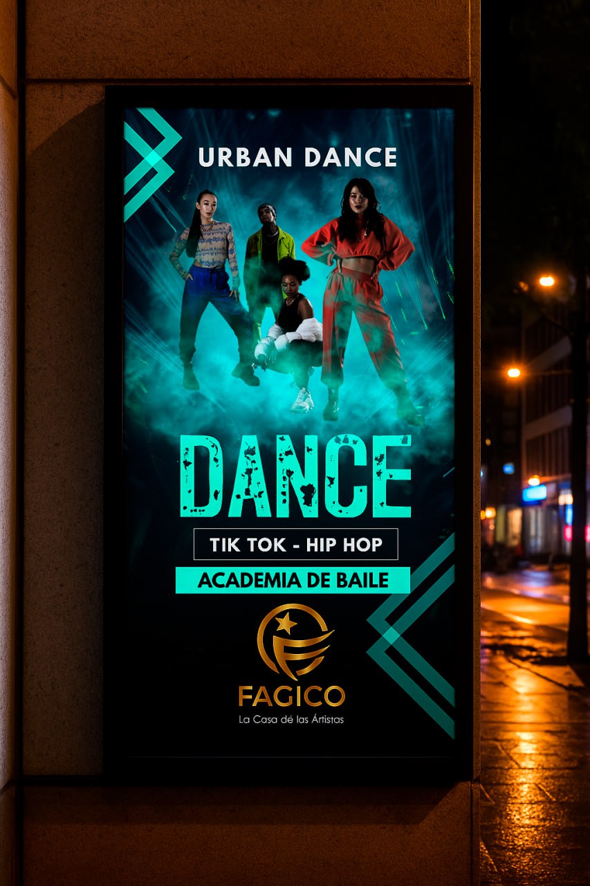 Фото Мокап дизайну зовнішньої реклами студії танців