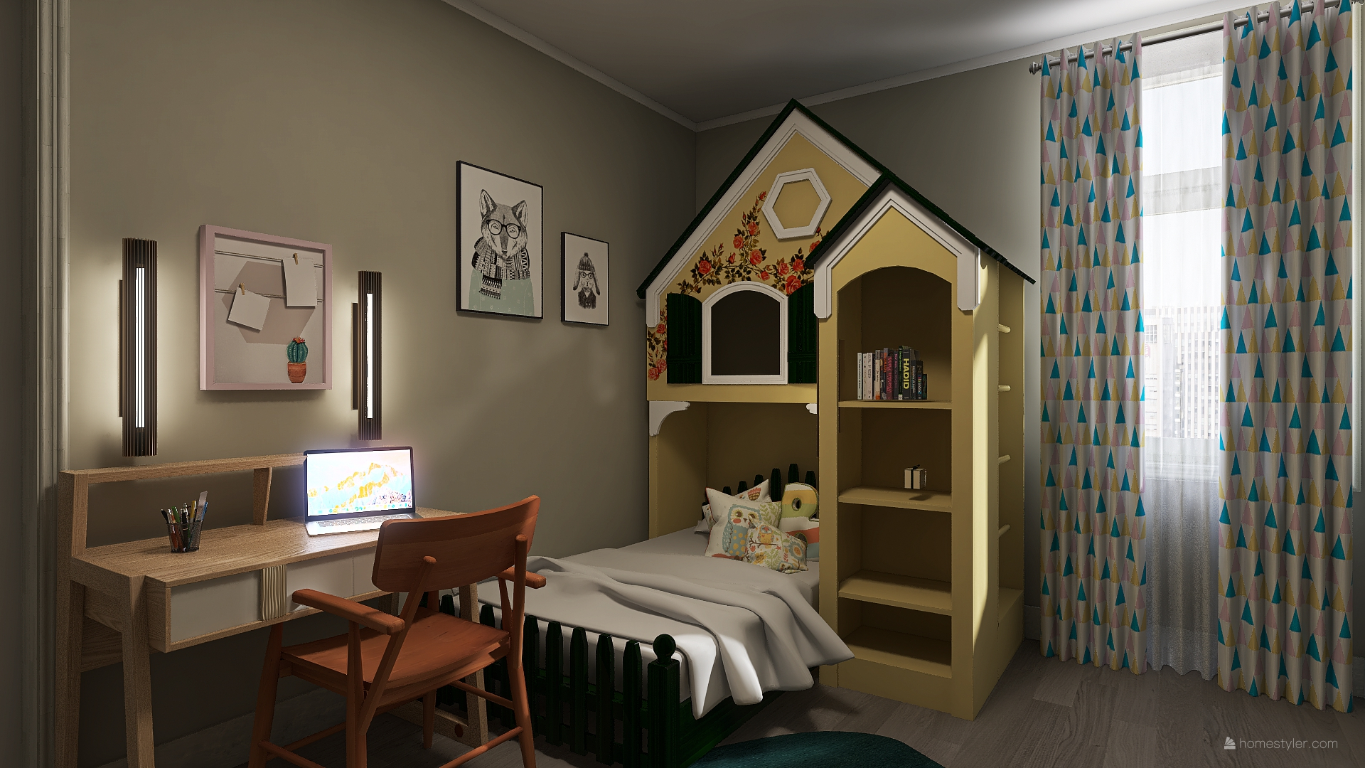 Фото 3D визуализция детской комнаты девочки. Робота была выполнена за 3 дня.