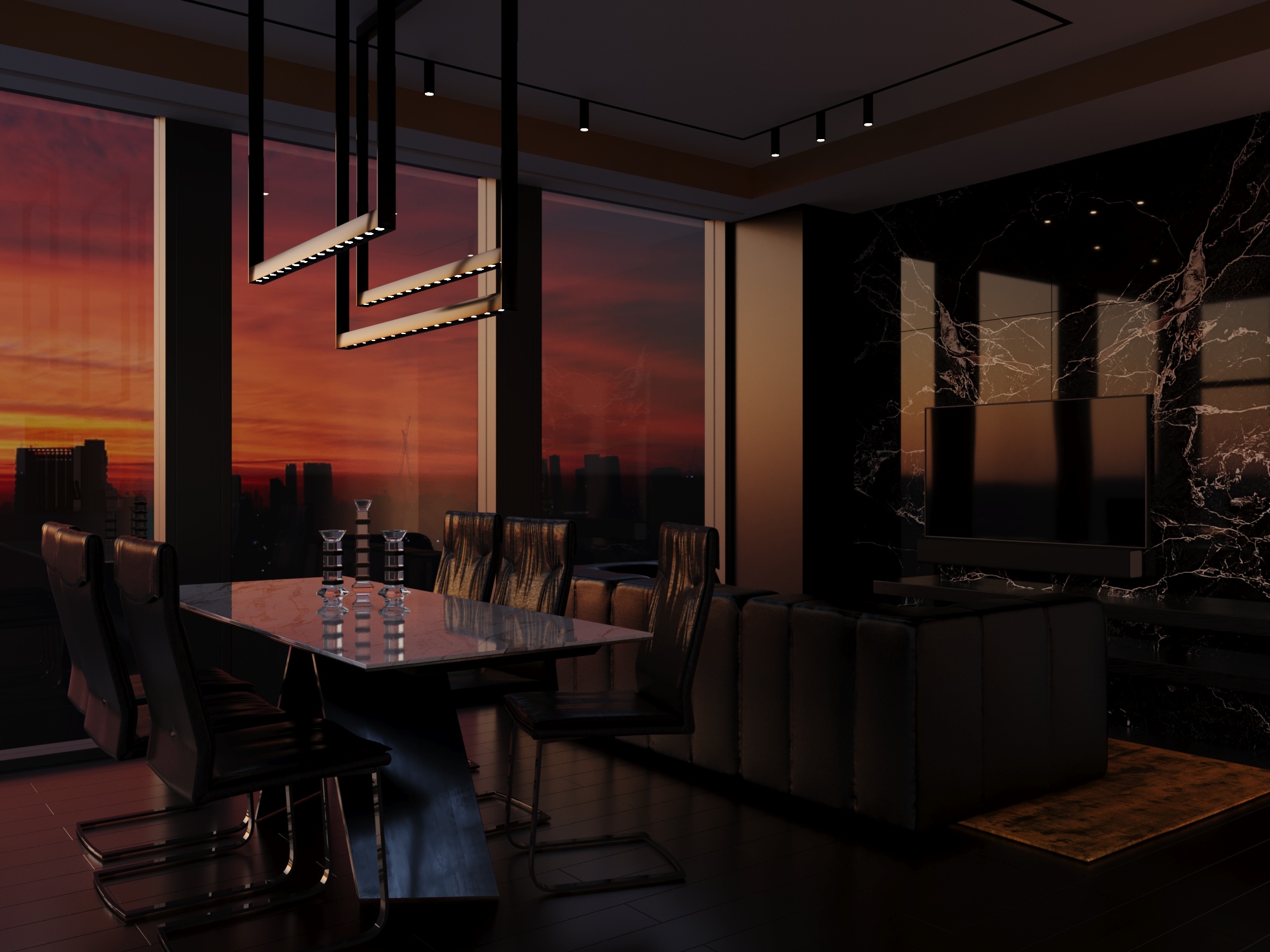 Фото Вітальня, захід сонця 