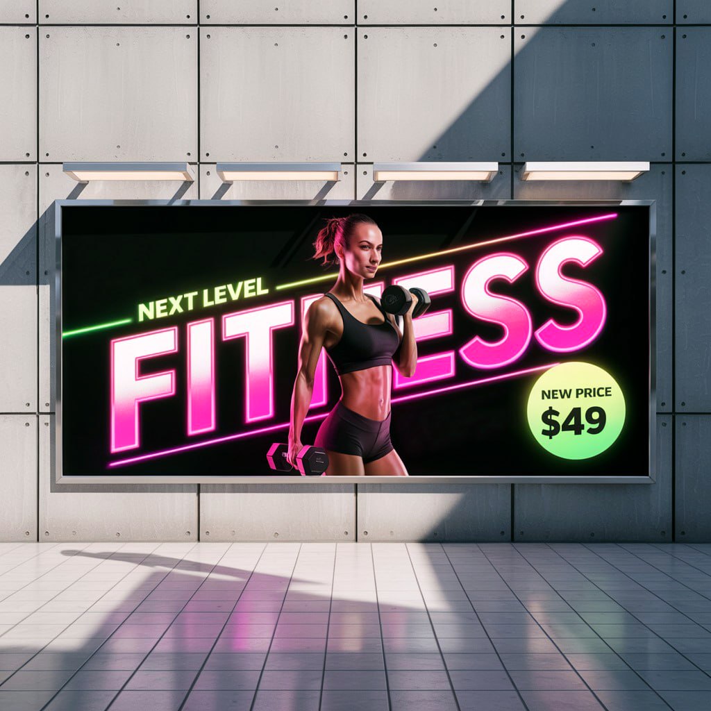 Фото Мокап  зовнішньої реклами фітнес центра Next level
