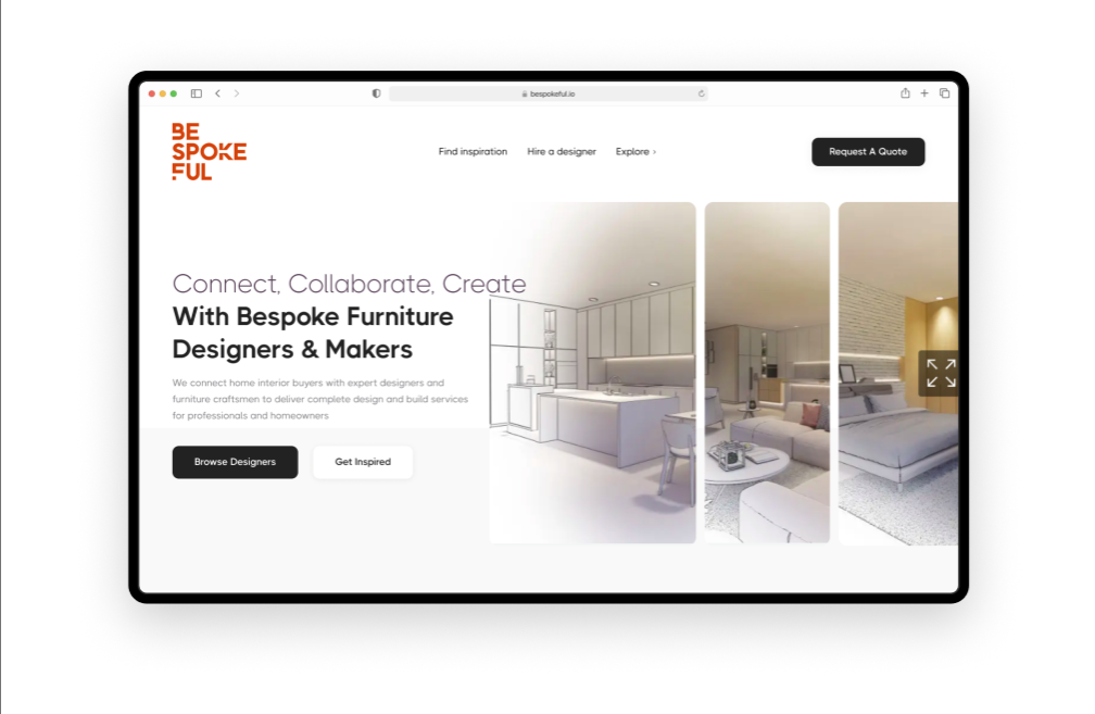 Фото Bespokeful - Custom Joinery Platform (UI/UX + Frontend)
Про проєкт: Платформа, що поєднує клієнтів із дизайнерами та майстрами для створення меблів і столярних виробів за індивідуальним замовленням.

Моя роль (UI/UX + Frontend):

Design: Розробка інформаційної архітектури, створення преміального мінімалістичного стилю, UI-кіт, адаптивні макети.

Frontend: Чиста та семантична верстка, адаптація під мобільні пристрої, анімації, верстка форм зворотного зв'язку та слайдерів.

Ключові рішення:

Візуальний стиль: стриманий дизайн із фокусом на якісний візуальний контент, що підкреслює преміальність та майстерність виробників.

UX & Структура: Зрозумілий покроковий процес замовлення (від брифу й концепту до вибору майстра), акценти на прозорості співпраці, ключових перевагах та відгуках.

Адаптивність: Оптимізована мобільна версія для зручного перегляду портфоліо та швидкої подачі заявки.

Стек: Figma, HTML5, CSS3/SCSS, JavaScript.
Можна переглянути: https://bespokeful.co.uk/