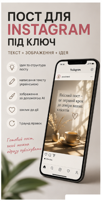 Фото Створю пост для Instagram+ з текстом та зображенням 1
