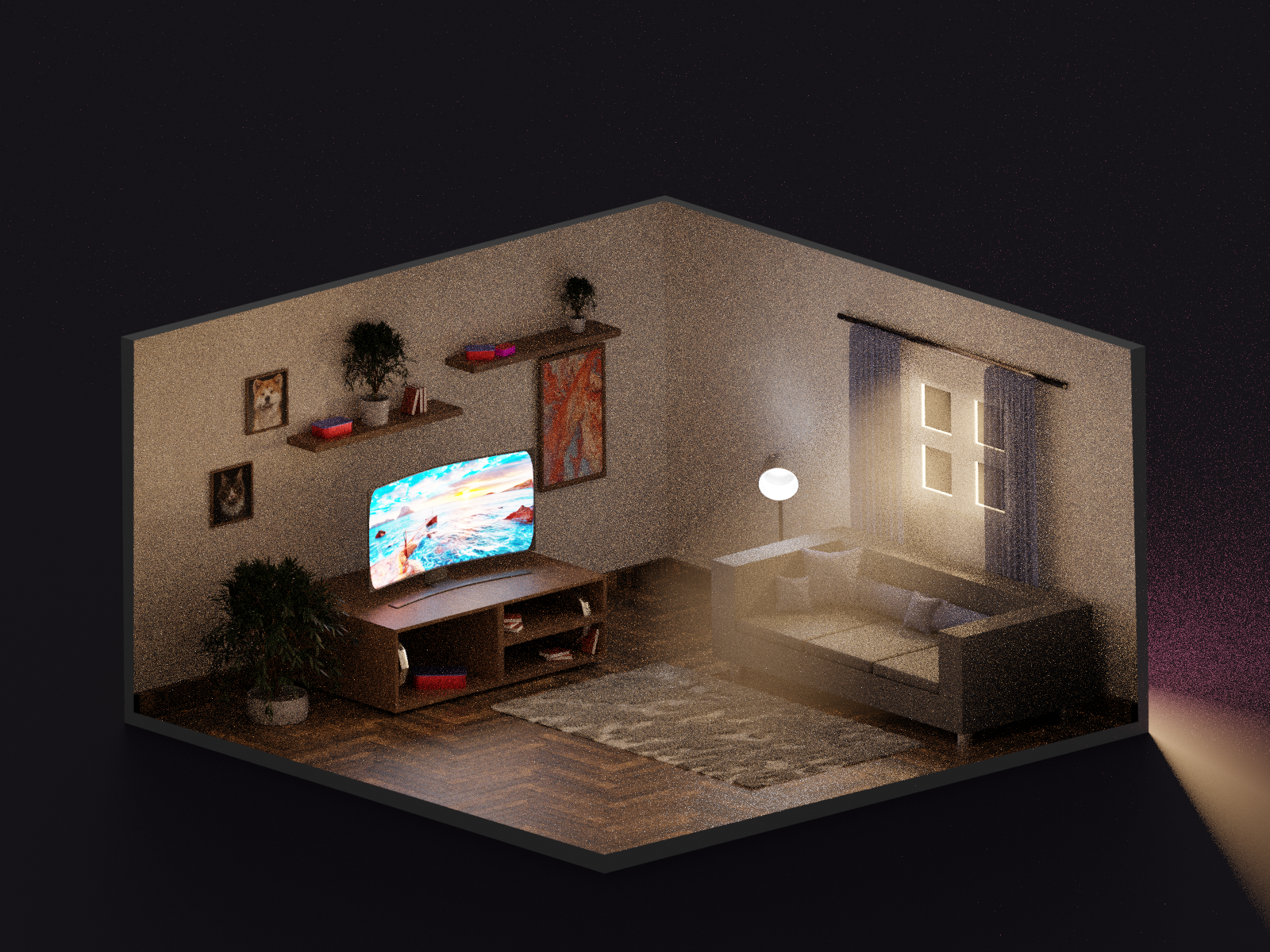 Фото Визуализацыя low-poly  комнаты.
Потрачено 8 часов.