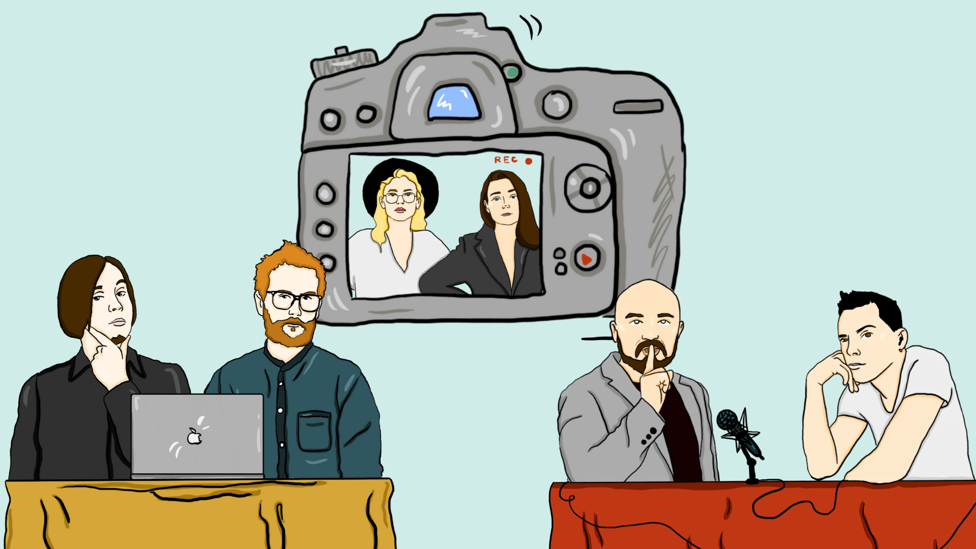 Фото Работа выполнялась на протяжении 3 недель. Без готовых технических заданий, ориентировались на темы подкастов. Была проделана работа по редизайну проекта и разработка уникального стиля и персонажей. Вся работа проделана для украинского проекта "Форум Лидеров Мнений". Конкретно эти работы подготовлены специально к публичной записи подкаста в городе Харьков.