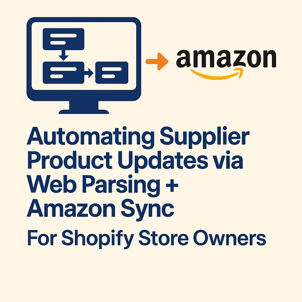 Фото Автоматизація Shopify для постачальників + синхронізація з Amazon
Власник магазину на Shopify мав декількох постачальників без API-доступу.
Ми розробили кастомний Shopify застосунок, який:
• Парсить дані з сайтів постачальників
• Дозволяє налаштовувати правила ціноутворення та доставки
• Автоматично додає націнку
• Генерує CSV-файл з оновленими товарами
Для кожного постачальника можна задати:
— Діапазон цін
— Вартість доставки
— Відсоток націнки
Усі зміни автоматично оновлюються у Shopify.
Додатково: забезпечено коректну синхронізацію з магазином на Amazon.