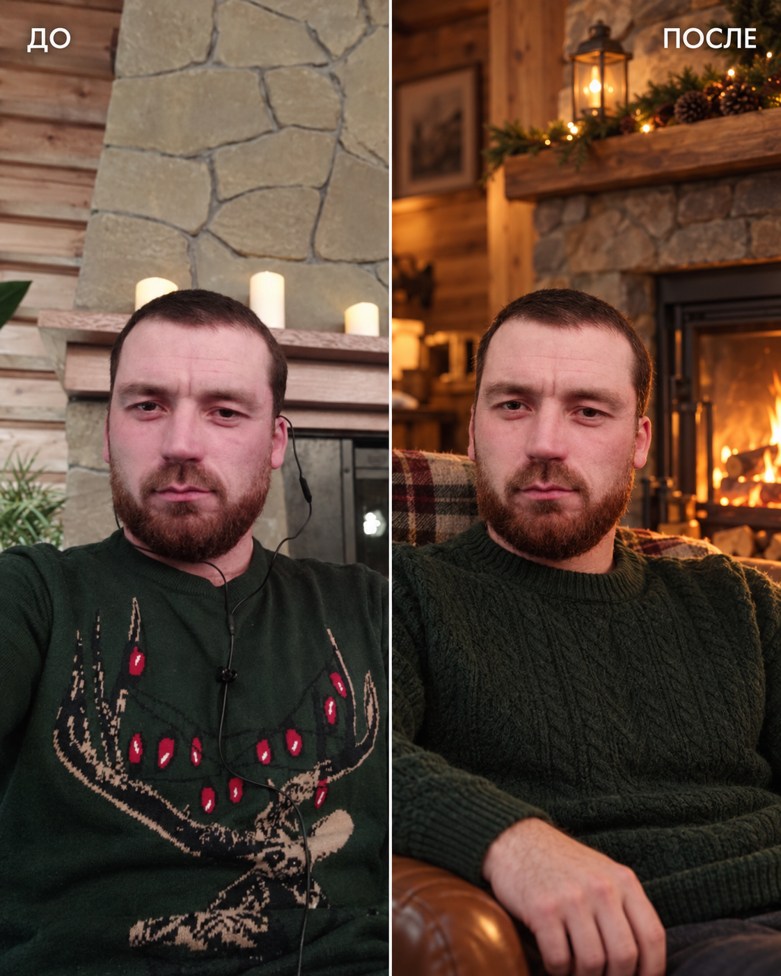 Фото Затишний преміальний портрет: ретуш, тепла кольорокорекція, заміна фону та опрацювання деталей. Результат «до/після».