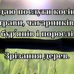 зрізання дерев, розчищення ділянок, чагарників косіння трави бензокосою 