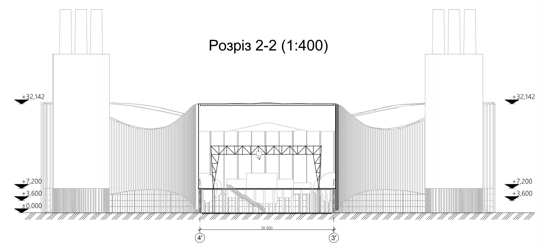 Фото Креслення розріз промислової будівлі (навчальний проект)