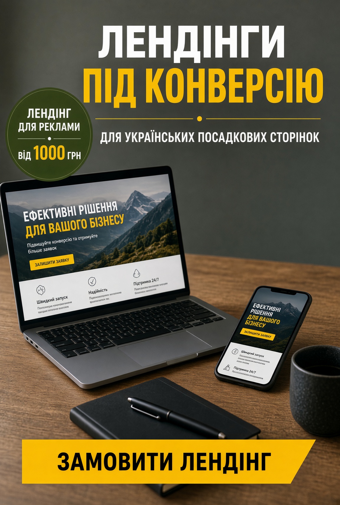 Фото Лендінг для реклами від 1000 грн | односторінковий сайт під заявки 5