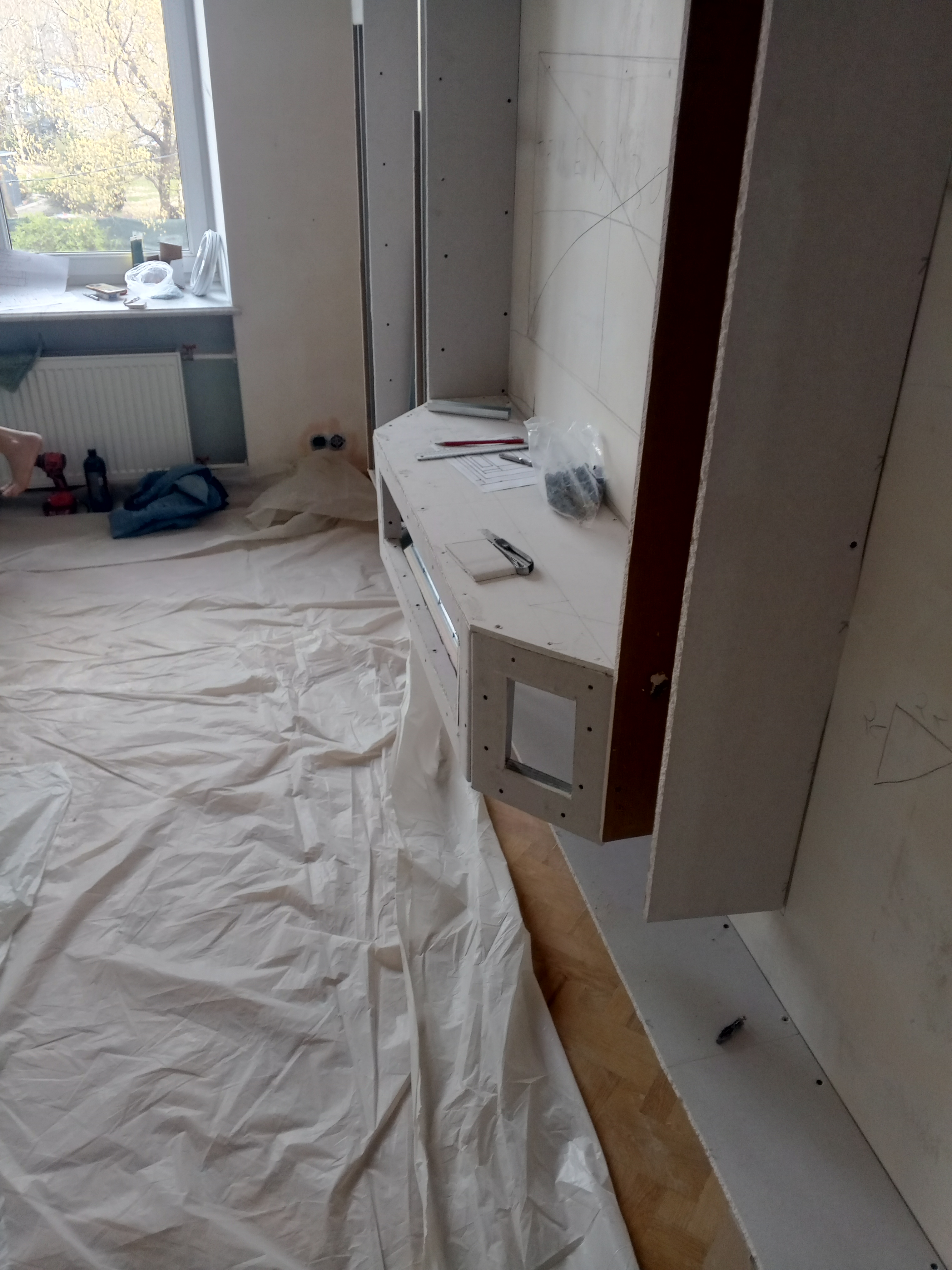 Фото тумба гіпсокартону під телевізор