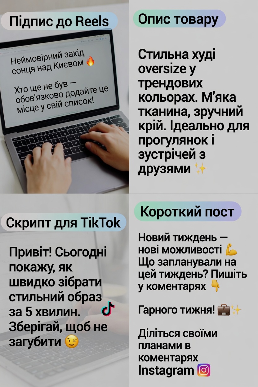 Фото Написання коротких текстів для соцмереж (недорого) 1
