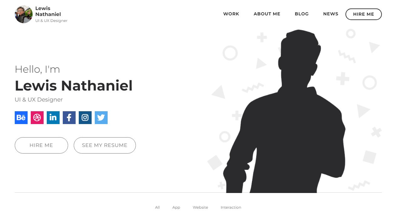 Фото Розробка тривала ~20 годин.
Використано технології: HTML5, CSS3, BEM, JS, Jquery, scss, gulp.
Працюють 3 pop-up вікна по натисненню на кнопки hire me, see my resume і по кліку на будь-яку карточку проекта.