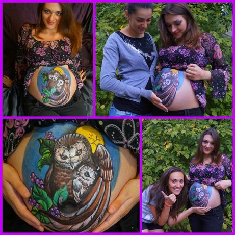 Фото Аквагрим для беременных, рисунки на животике. Belly Art 2